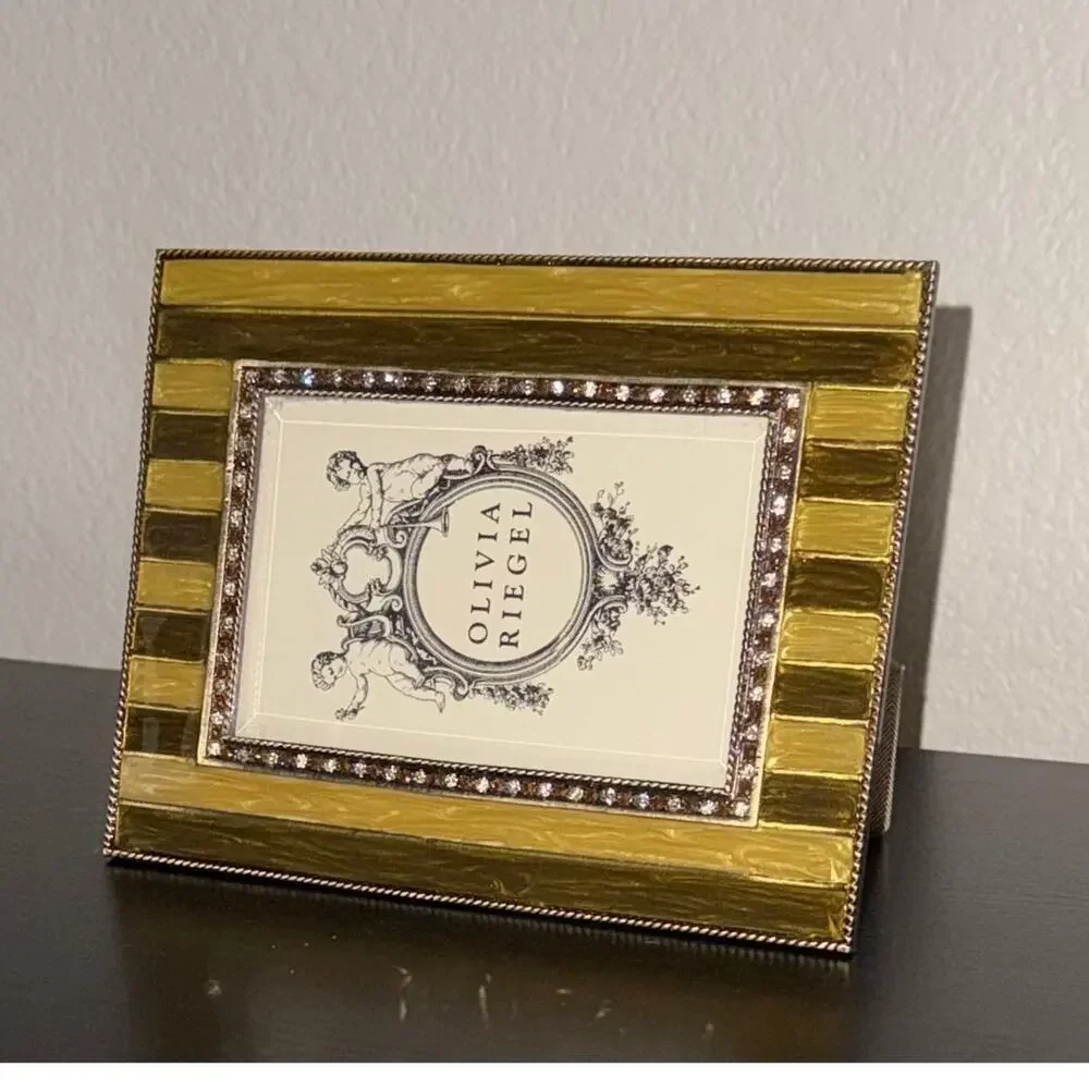 Olivia Riegel Gold & Brown Striped Crystal Picture Frame 4x6